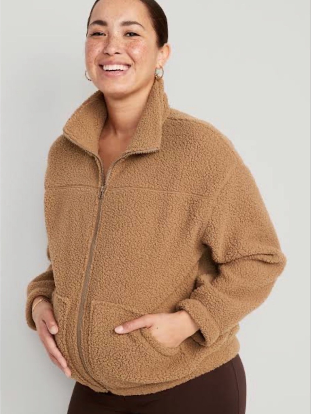 Old Navy Camel Teddy Zip-Up Jacket